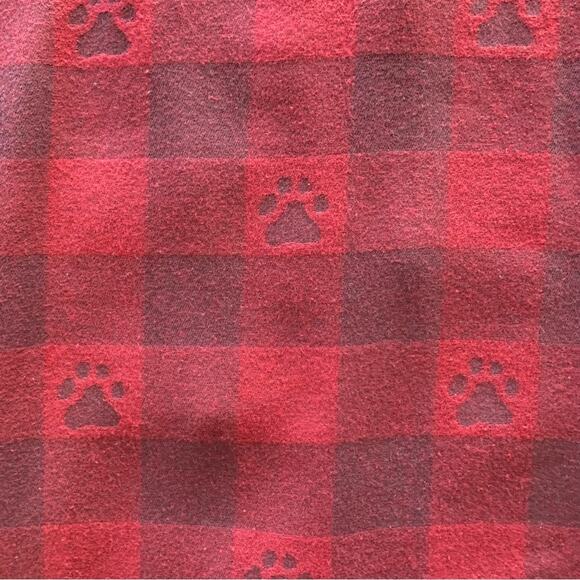Sleep Sense Portuguese Flannel Sleepwear Red & Charcoal Gray Paw Print Button Up - Picture 8 of 8